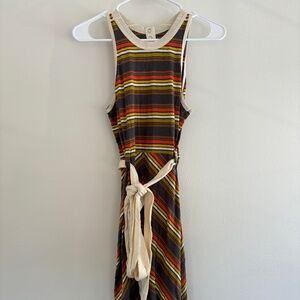 Belted Striped Earth Mama Body Con Midi